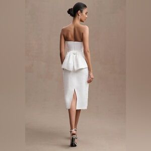 Sachin & Babi Gemma Strapless Back-Bow Pearl Midi Dress